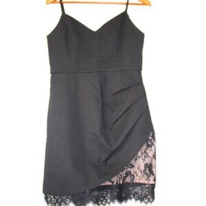 Lush Women's Black Asymmetrical Lace Slit Party Cocktail Bodycon Dress Medium